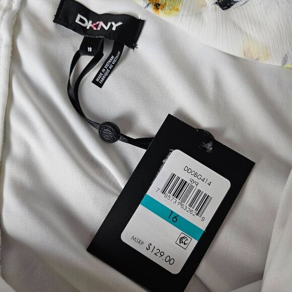 DKNY Ruffle Flutter Sleeve Floral Belted Hi-Lo Midi Dress New - Picture 10 of 14